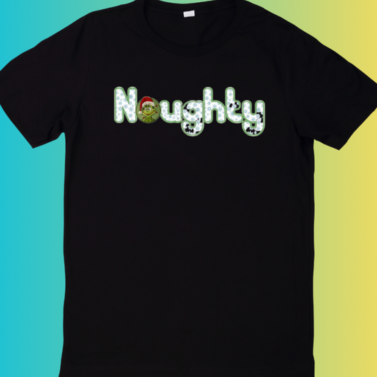 Naughty Grinch Black Tee Shirt