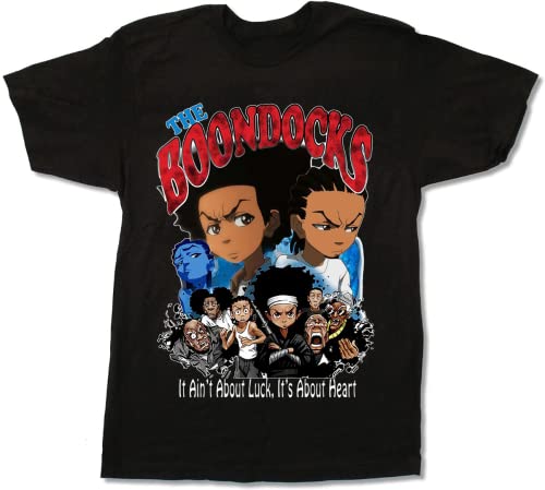 The Boondocks T Shirts Men's Shirt Cool Round Neck Short Sleeves T-Shirts S Black